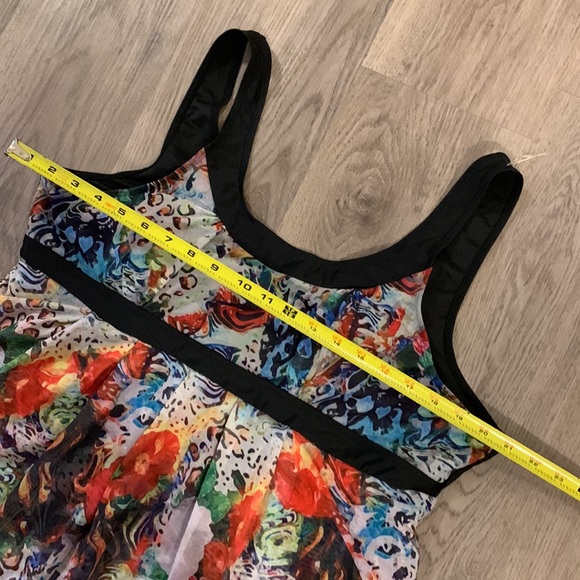 Swimsuit one piece tiered Scoop Neck Swimdress colorful print Size XXL - Picture 7 of 16